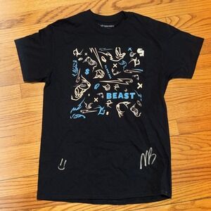 Mr Beast Signed Black Shirt Mens Size LARGE 24HR Livestream Autographed‎ Graphic
